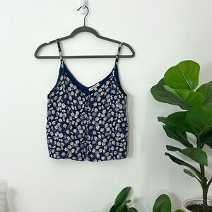 Madewell Floral Navy Blue Women's Spring Tank Top 00